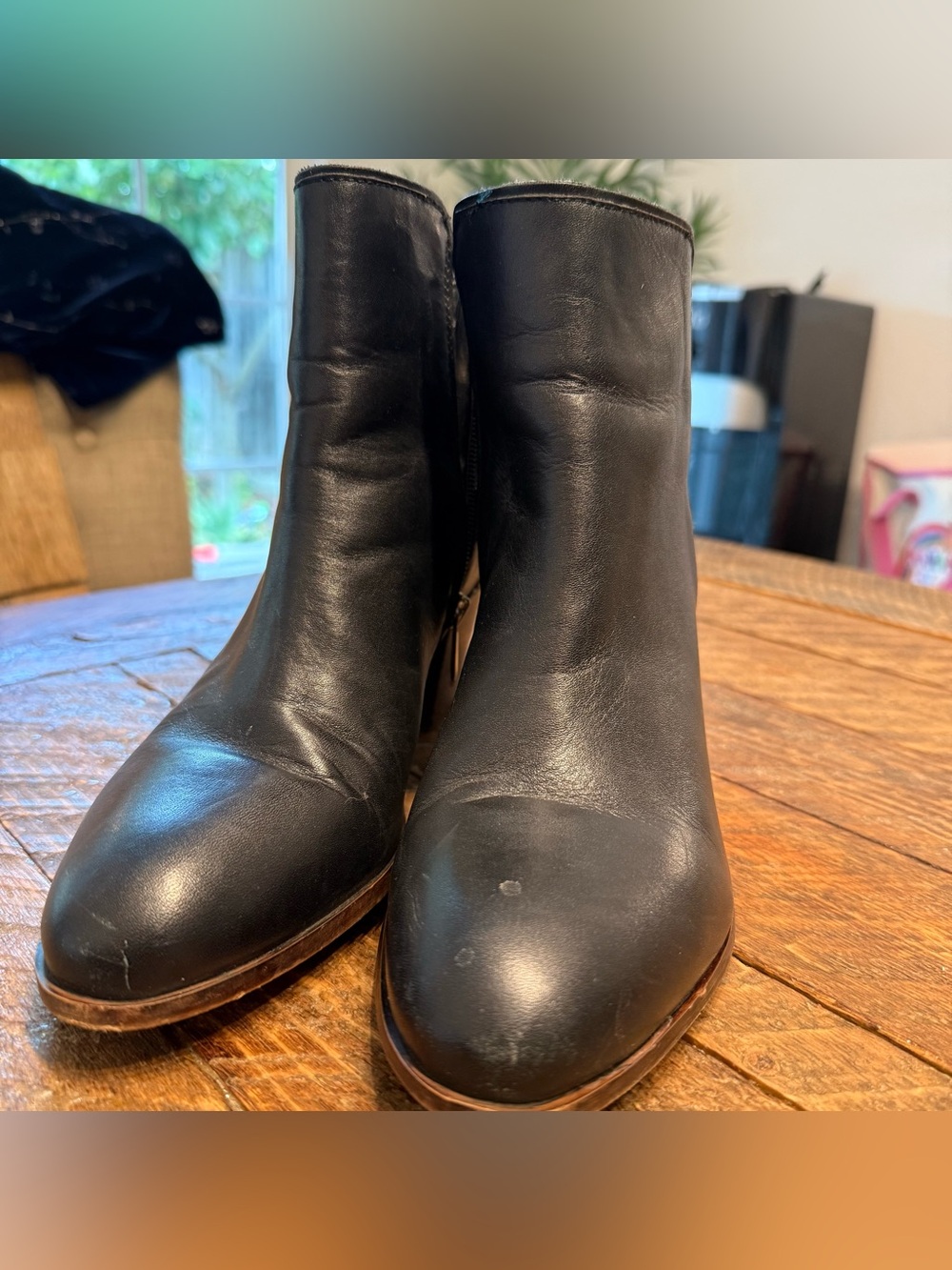 Black Leather Women's Ankle Boots - Classic Zip Booties (Size 8 1/2)